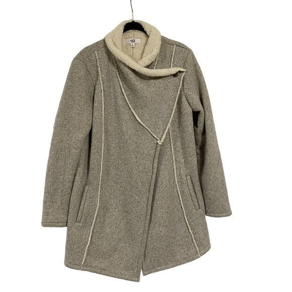 Jack by BB Dakota Alessia Shearling Lined Knit Gray Jacket Size Small - Picture 2 of 9